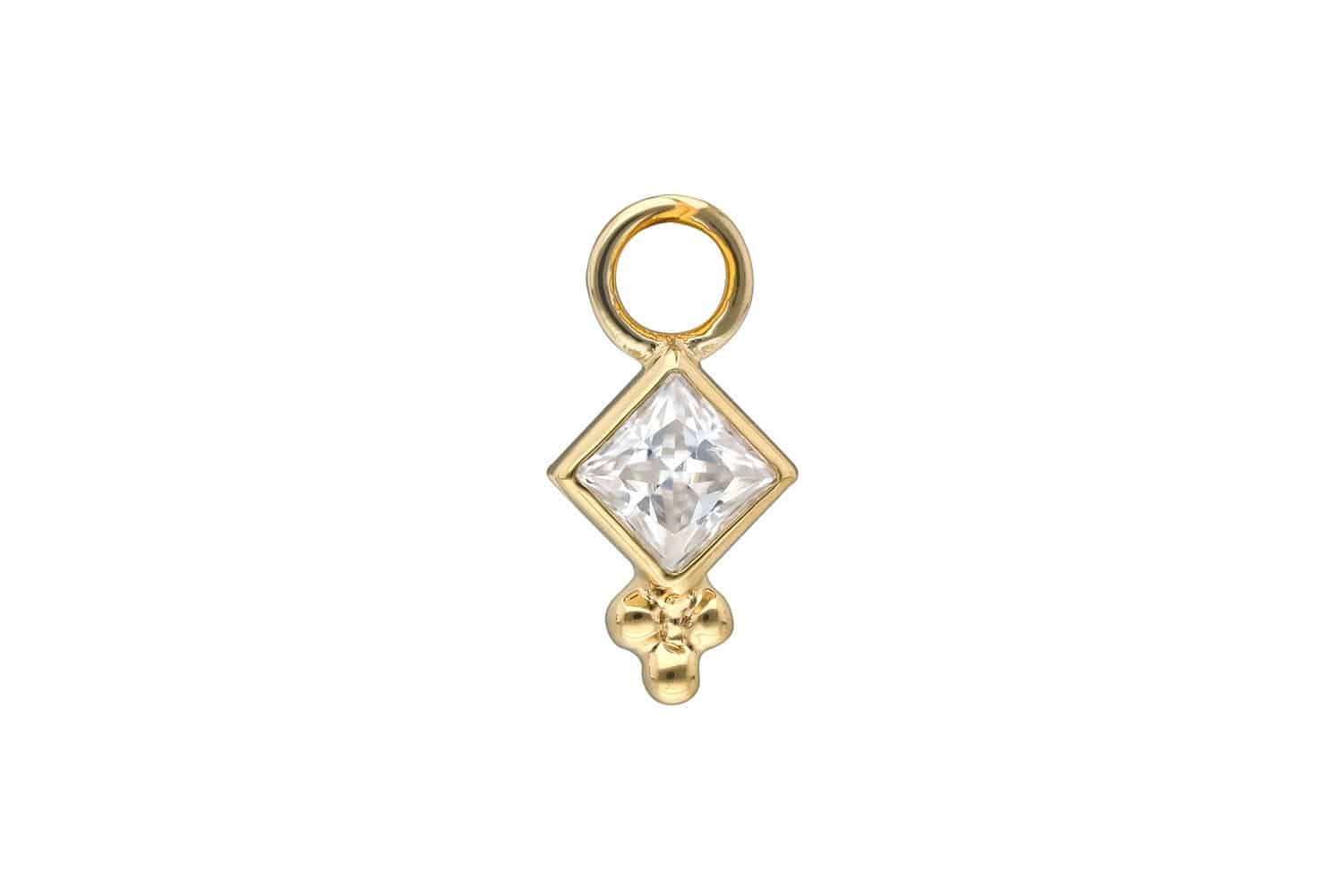 14 Karat Gold Anhänger für Clicker MOISSANIT-QUADRAT + KUGELN von Piercingline